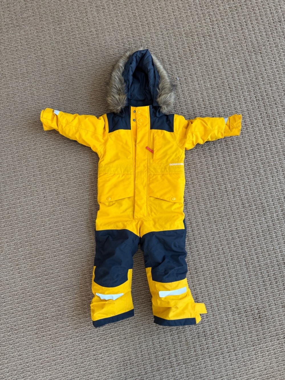 Kids Yellow and Navy Hooded Snowsuit